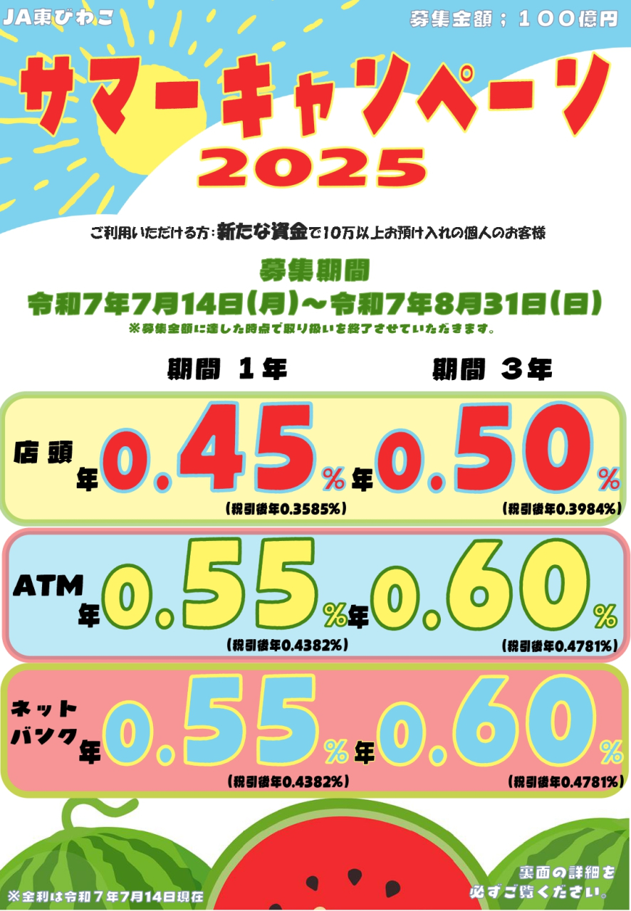 2025サマーキャンペーン定期貯金のご案内