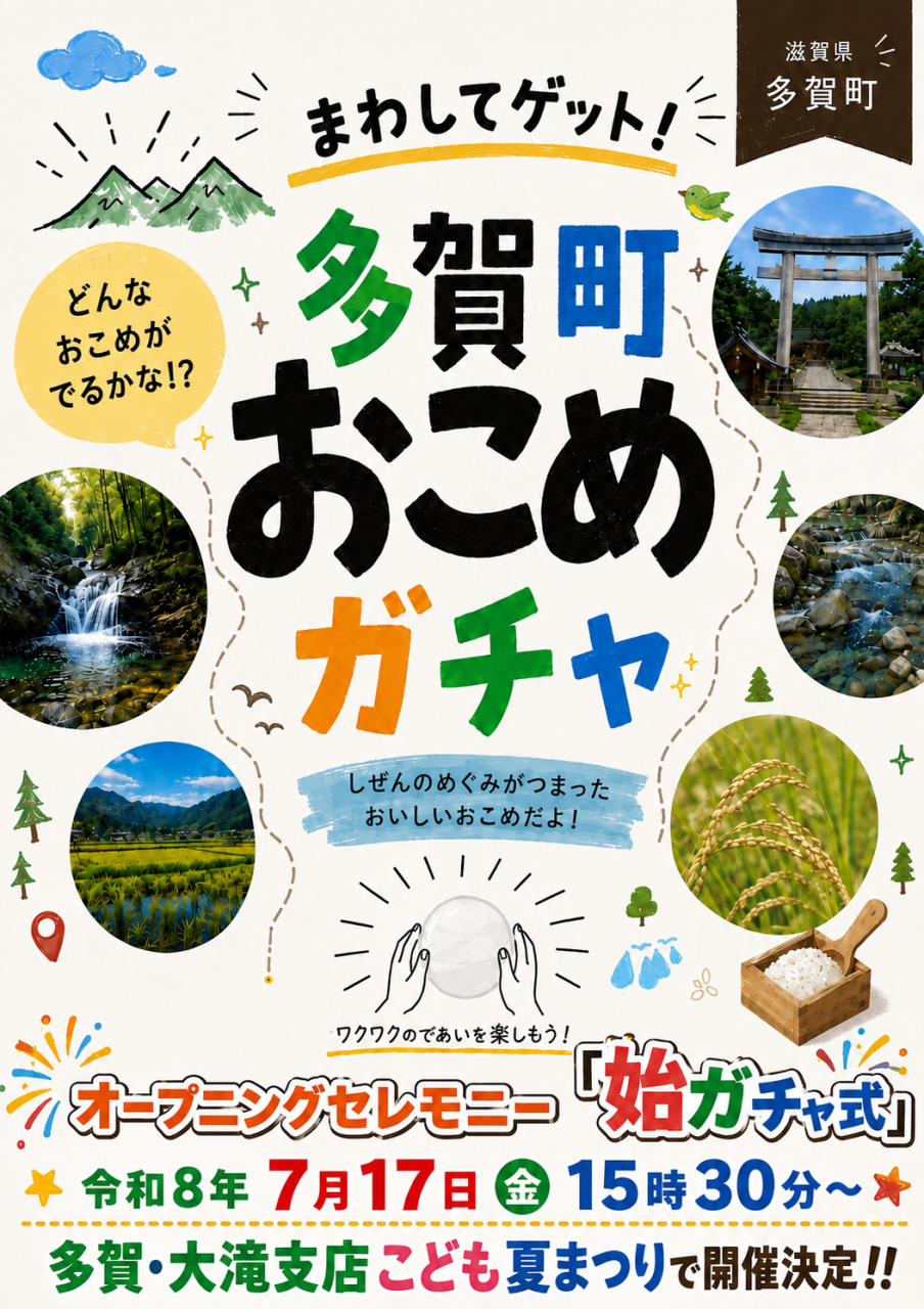 こども夏まつり（多賀･大滝支店）を開催します!!【多賀町おこめガチャ】